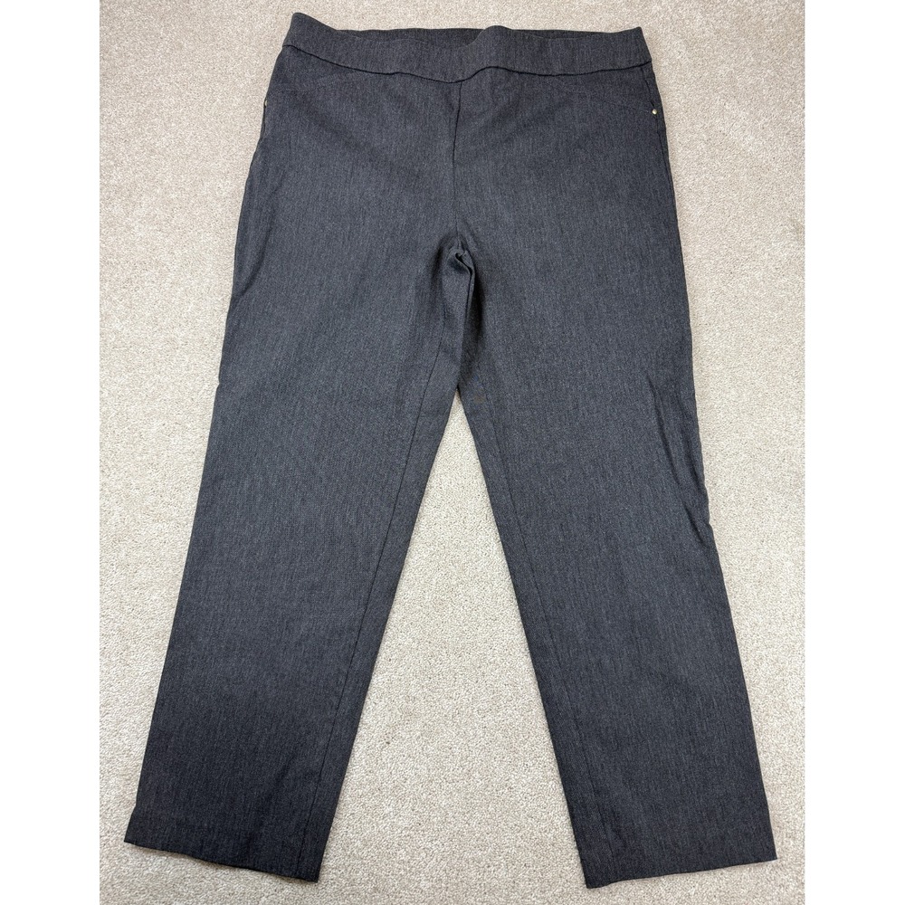 Briggs Tummy Control Women's 16 Gray Pants Pull On Elastic Waist Stretch Career